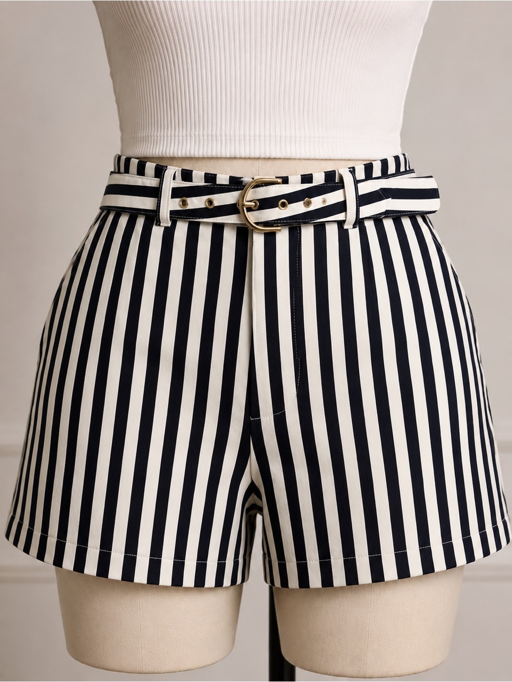 Mohito Striped High-Waisted Shorts – Size EU 40